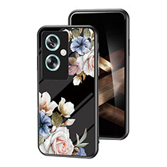 Custodia Silicone Gel Laterale Fiori Specchio Cover per Oppo A79 5G Nero