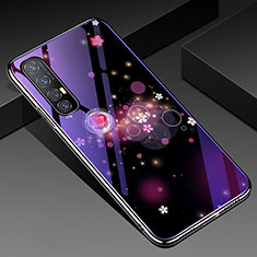 Custodia Silicone Gel Laterale Fiori Specchio Cover per Oppo Reno3 Pro Viola