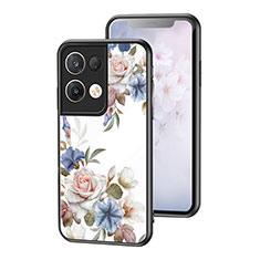 Custodia Silicone Gel Laterale Fiori Specchio Cover per Oppo Reno8 Pro 5G Bianco