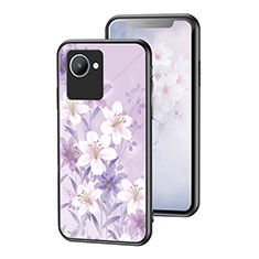 Custodia Silicone Gel Laterale Fiori Specchio Cover per Realme Narzo 50i Prime Lavanda