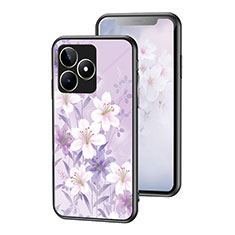 Custodia Silicone Gel Laterale Fiori Specchio Cover per Realme Narzo N53 Lavanda