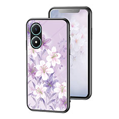 Custodia Silicone Gel Laterale Fiori Specchio Cover per Vivo Y02S Lavanda