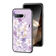 Custodia Silicone Gel Laterale Fiori Specchio Cover S01 per Asus ROG Phone 3 Strix ZS661KS Lavanda