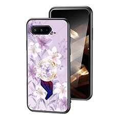 Custodia Silicone Gel Laterale Fiori Specchio Cover S01 per Asus ROG Phone 5 Ultimate Lavanda