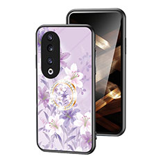 Custodia Silicone Gel Laterale Fiori Specchio Cover S01 per Huawei Honor 90 Pro 5G Lavanda