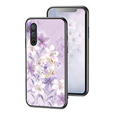 Custodia Silicone Gel Laterale Fiori Specchio Cover S01 per OnePlus Nord CE 5G Lavanda