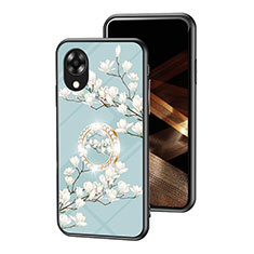 Custodia Silicone Gel Laterale Fiori Specchio Cover S01 per Oppo A17K Ciano