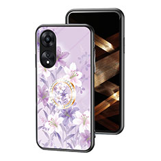 Custodia Silicone Gel Laterale Fiori Specchio Cover S01 per Oppo A78 4G Lavanda