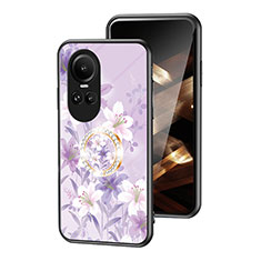 Custodia Silicone Gel Laterale Fiori Specchio Cover S01 per Oppo Reno10 5G Lavanda