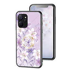 Custodia Silicone Gel Laterale Fiori Specchio Cover S01 per Realme 9i 5G Lavanda