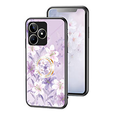 Custodia Silicone Gel Laterale Fiori Specchio Cover S01 per Realme Narzo N53 Lavanda