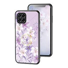 Custodia Silicone Gel Laterale Fiori Specchio Cover S01 per Samsung Galaxy M53 5G Lavanda