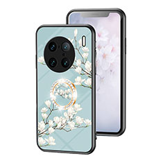 Custodia Silicone Gel Laterale Fiori Specchio Cover S01 per Vivo X90 Pro+ Plus 5G Ciano