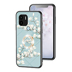 Custodia Silicone Gel Laterale Fiori Specchio Cover S01 per Xiaomi Redmi A1 Plus Ciano