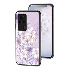 Custodia Silicone Gel Laterale Fiori Specchio Cover S01 per Xiaomi Redmi K60E 5G Lavanda