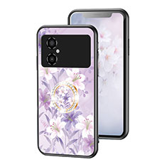 Custodia Silicone Gel Laterale Fiori Specchio Cover S01 per Xiaomi Redmi Note 11R 5G Lavanda