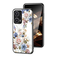 Custodia Silicone Gel Laterale Fiori Specchio Cover S01 per Xiaomi Redmi Note 12 Turbo 5G Bianco