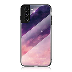 Custodia Silicone Gel Laterale Mistica Luna Stelle Specchio Cover per Samsung Galaxy S21 FE 5G Viola