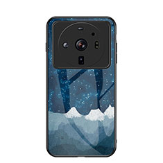 Custodia Silicone Gel Laterale Mistica Luna Stelle Specchio Cover per Xiaomi Mi 12 Ultra 5G Blu