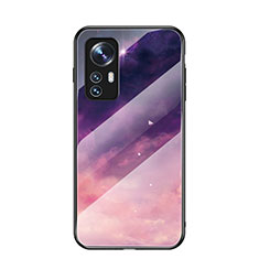 Custodia Silicone Gel Laterale Mistica Luna Stelle Specchio Cover per Xiaomi Mi 12S 5G Viola