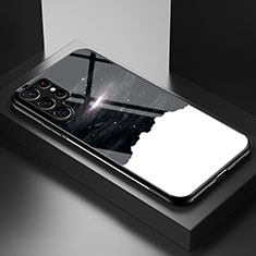 Custodia Silicone Gel Laterale Mistica Luna Stelle Specchio Cover S01 per Samsung Galaxy S23 Ultra 5G Bianco