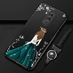 Custodia Silicone Gel Morbida Abito Ragazza Cover H01 per Huawei Mate 20 Lite Nero