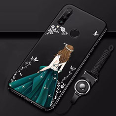 Custodia Silicone Gel Morbida Abito Ragazza Cover K01 per Huawei P30 Lite XL Nero