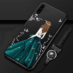 Custodia Silicone Gel Morbida Abito Ragazza Cover K01 per Huawei P30 Verde