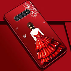 Custodia Silicone Gel Morbida Abito Ragazza Cover K01 per Samsung Galaxy S10 5G Rosso