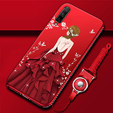 Custodia Silicone Gel Morbida Abito Ragazza Cover per Huawei Honor 9X Pro Rosso