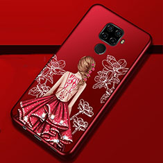 Custodia Silicone Gel Morbida Abito Ragazza Cover per Huawei Nova 5z Rosso