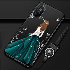 Custodia Silicone Gel Morbida Abito Ragazza Cover per Huawei Nova 8 5G Nero