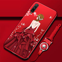 Custodia Silicone Gel Morbida Abito Ragazza Cover per Huawei P Smart Pro (2019) Rosso