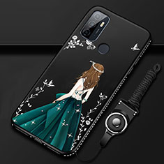 Custodia Silicone Gel Morbida Abito Ragazza Cover per Oppo A32 Nero