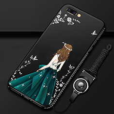 Custodia Silicone Gel Morbida Abito Ragazza Cover per Oppo A5 Nero