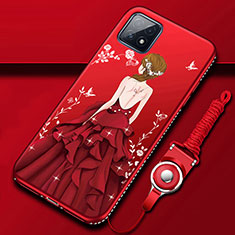 Custodia Silicone Gel Morbida Abito Ragazza Cover per Oppo A72 5G Rosso