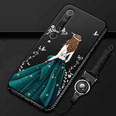 Custodia Silicone Gel Morbida Abito Ragazza Cover per Xiaomi Mi 10 Verde