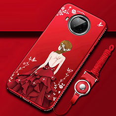 Custodia Silicone Gel Morbida Abito Ragazza Cover per Xiaomi Mi 10i 5G Rosso