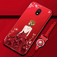 Custodia Silicone Gel Morbida Abito Ragazza Cover per Xiaomi Redmi 8A Rosso