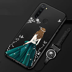 Custodia Silicone Gel Morbida Abito Ragazza Cover per Xiaomi Redmi Note 8 (2021) Nero