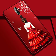 Custodia Silicone Gel Morbida Abito Ragazza Cover S01 per Oppo A11X Rosso