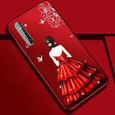 Custodia Silicone Gel Morbida Abito Ragazza Cover S01 per Oppo K5 Rosso