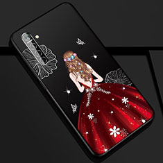 Custodia Silicone Gel Morbida Abito Ragazza Cover S01 per Oppo K5 Rosso e Nero