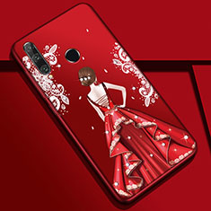Custodia Silicone Gel Morbida Abito Ragazza Cover Z01 per Huawei P Smart+ Plus (2019) Rosso Rosa