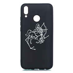 Custodia Silicone Gel Morbida Costellazione Cover S04 per Huawei Y9 (2019) Nero