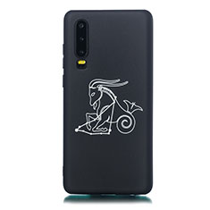 Custodia Silicone Gel Morbida Costellazione Cover S06 per Huawei P30 Nero