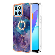 Custodia Silicone Gel Morbida Fantasia Modello Cover con Anello Supporto Y01B per Huawei Honor X6 5G Viola