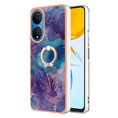 Custodia Silicone Gel Morbida Fantasia Modello Cover con Anello Supporto Y01B per Huawei Honor X7 Viola