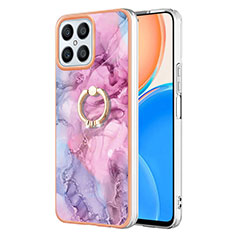 Custodia Silicone Gel Morbida Fantasia Modello Cover con Anello Supporto Y01B per Huawei Honor X8 4G Lavanda