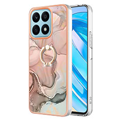 Custodia Silicone Gel Morbida Fantasia Modello Cover con Anello Supporto Y01B per Huawei Honor X8a 4G Rosa